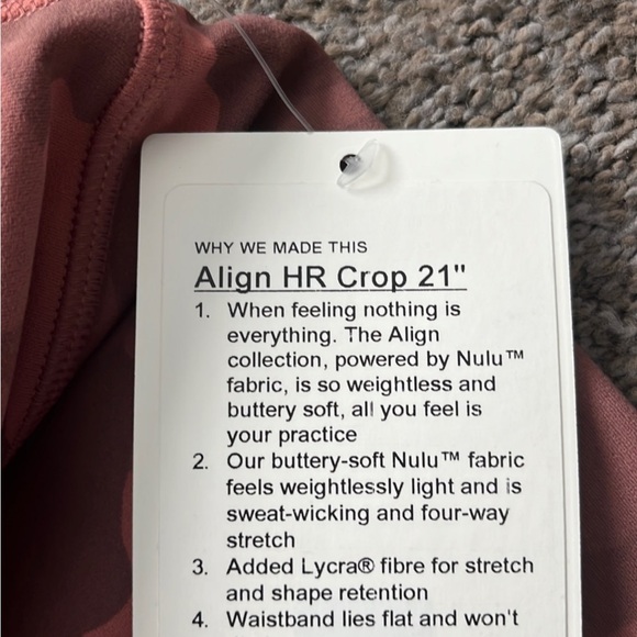 Lululemon align HR crop 21” rose Camo size 0 NWT! - Picture 4 of 4